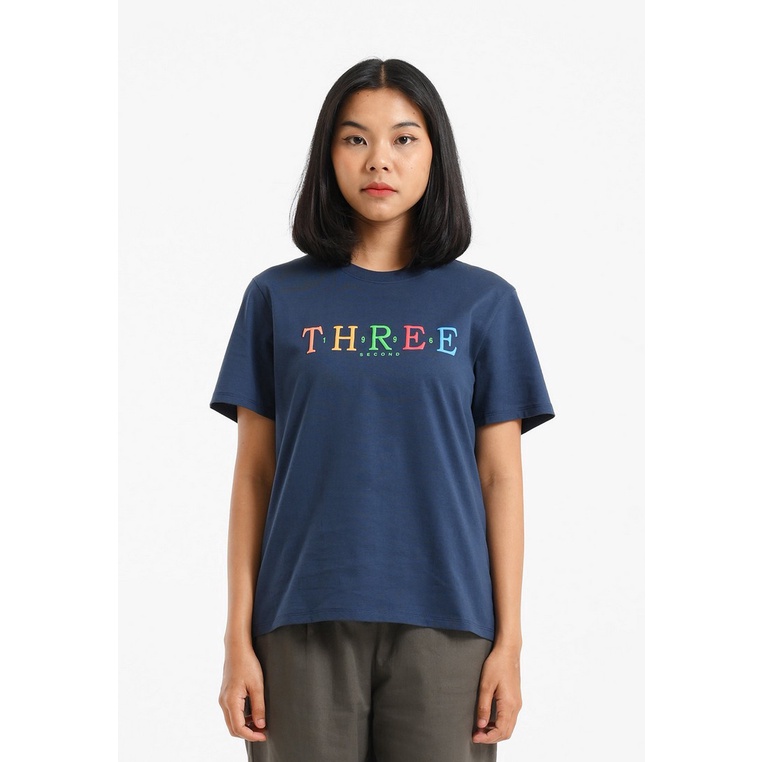 3Second Women's T-Shirt Short Sleeve Regular Fit Cotton Logo Script Marvel 021224