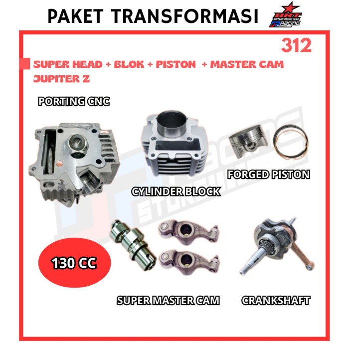 BRT Promo 312 Jupiter Z Head Porting-Blok Cast Iron-Piston-Kruk AS