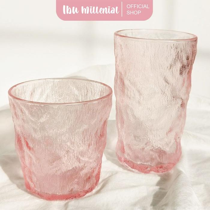 silahkan- IBUMILLENIAL Gelas Minum Gelas Kaca Ins Viral Gelas Cantik Cangkir Kaca Gradiansi Pink