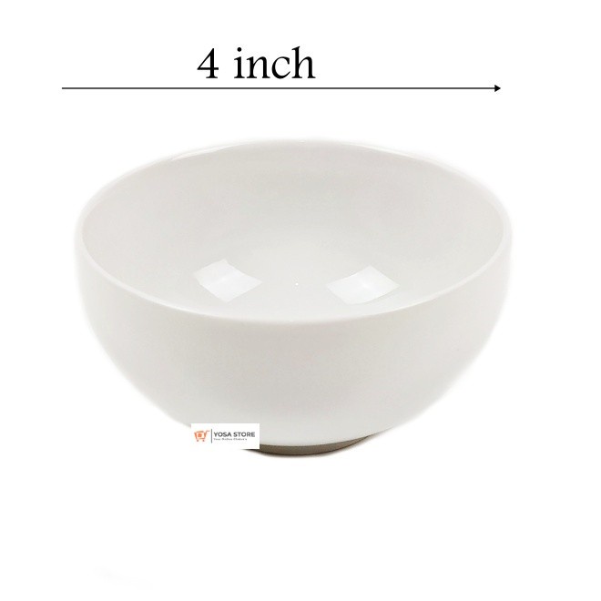 silahkan- Mangkok Keramik Putih Polos Kedaung Home Size 4 inchi 1 Pcs