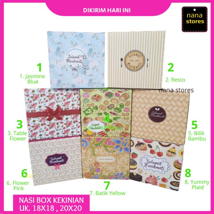 silahkan- Dus Nasi/Box Nasi/Kotak Nasi Model Tutup Alas Sambung Ukuran 18X18 Isi 50 Pcs