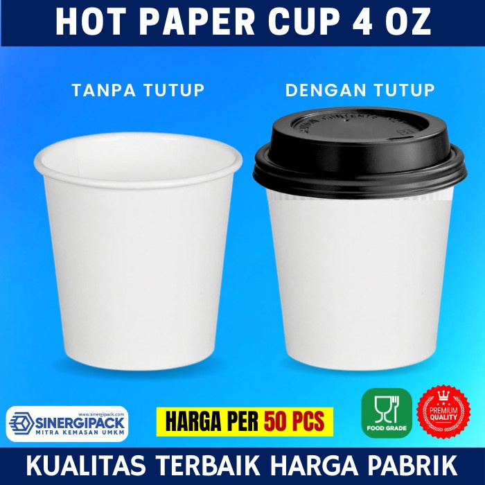 silahkan- Paper cup 4 oz dengan Tutup - Paper cup mini 4 oz - Gelas kertas 4 oz