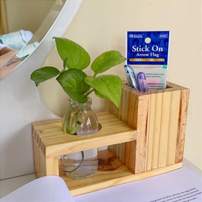 silahkan- Rak Pulpen Pensil Kayu Tempat sendok Garpu Sumpit Vas Bunga Aesthetic