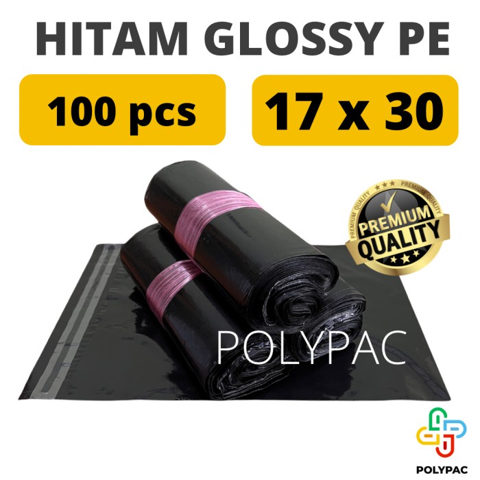 

New Polymailer HITAM GLOSSY [17x30] isi 100 pc - Polymailer Hitam Premium