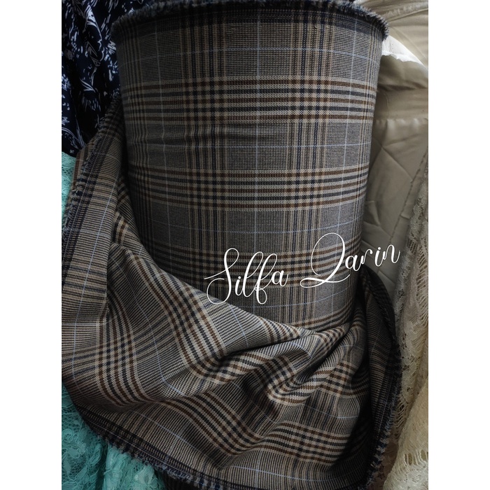 Ready Kain Celana / Blazer Semi Wool Kotak _ Kain Celana Semi Wool Kotak Termurah