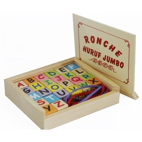 Mainan Edukatif / Edukasi Anak - Balok Kayu - Ronche Jumbo Huruf Abjad ABC