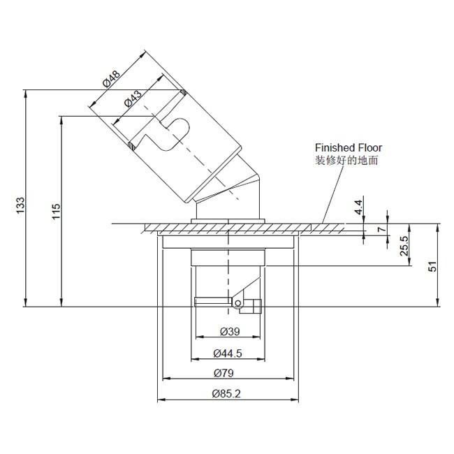 KOHLER KONEKTOR PEMBUANGAN AIR MESIN CUCI / FLOOR DRAIN 45966T-B-CP