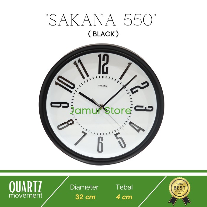 [sst] - Jam Dinding Sakana 550 (Hitam) Original Sakana 100%