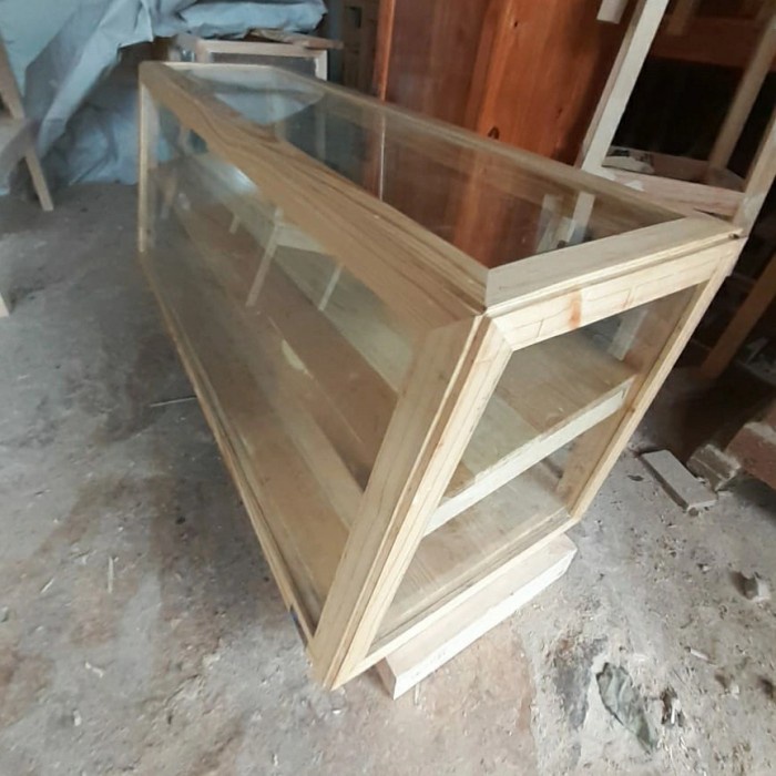 ETALASE KAYU KACA JUALAN WARUNG FOOD DISPLAY KUE ROTI DONUT CAFE