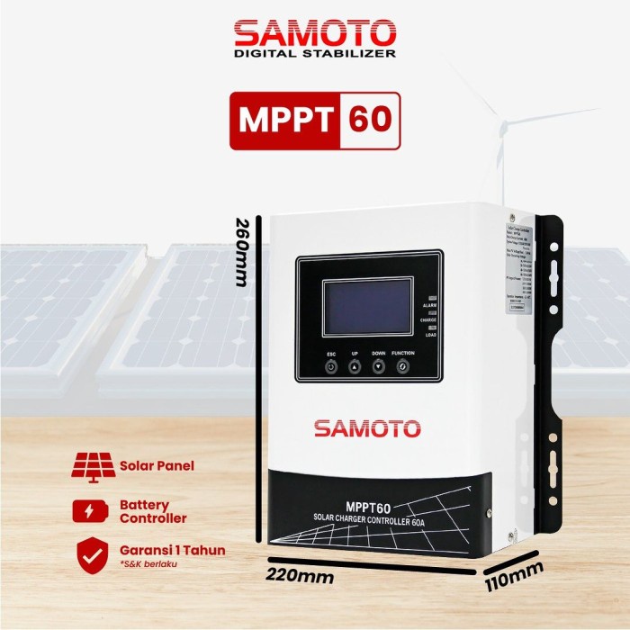 Ready SAMOTO MPPT60 MPPT-60 MPPT 60A 12V 24V 36V 48V Tenaga Panel Surya