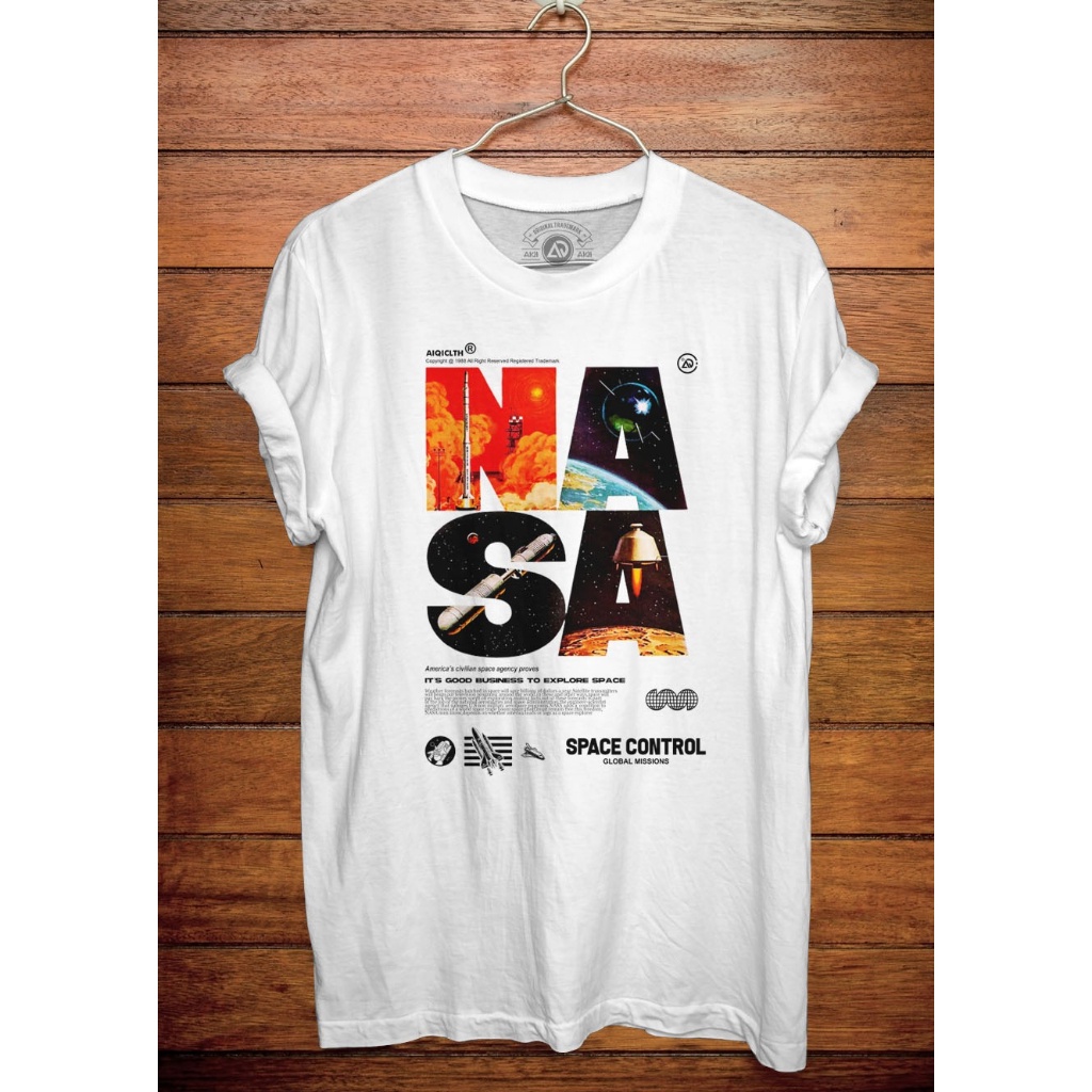 【Ori】AIQI - Kaos Distro | NASA (Putih)
