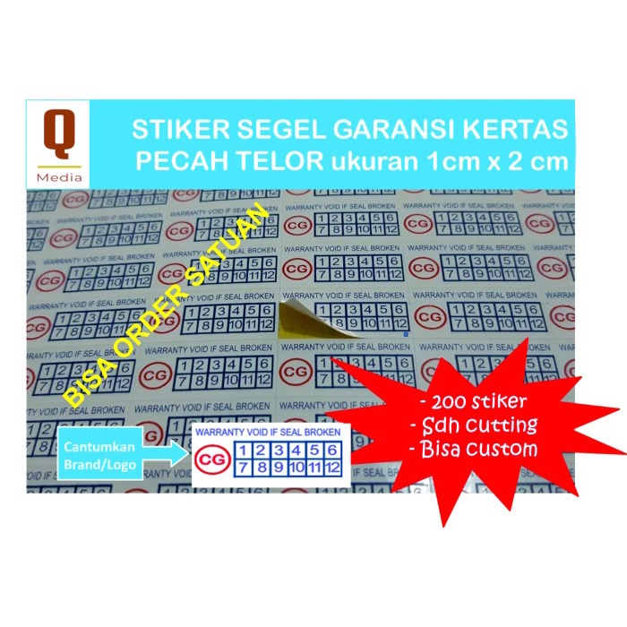 

New CETAK KILAT STIKER SEGEL GARANSI ukuran 1cmx2cm Pecah Telor