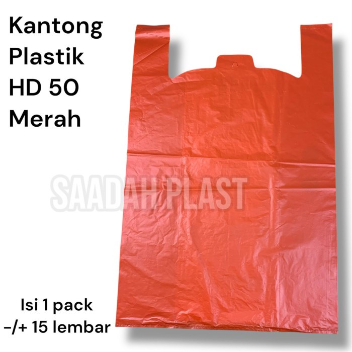 New Kantong Plastik Jumbo Merah Tebal / Kantong Kresek Besar Merah uk.50