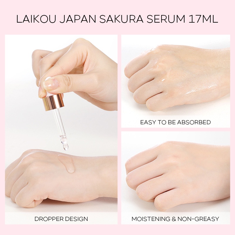 NEW LAIKOU 17ML JAPAN SAKURA SERUM VITAMIN C NOURISH ESSENSE OIL CONTROL 24K GOLD SERUM ROSE