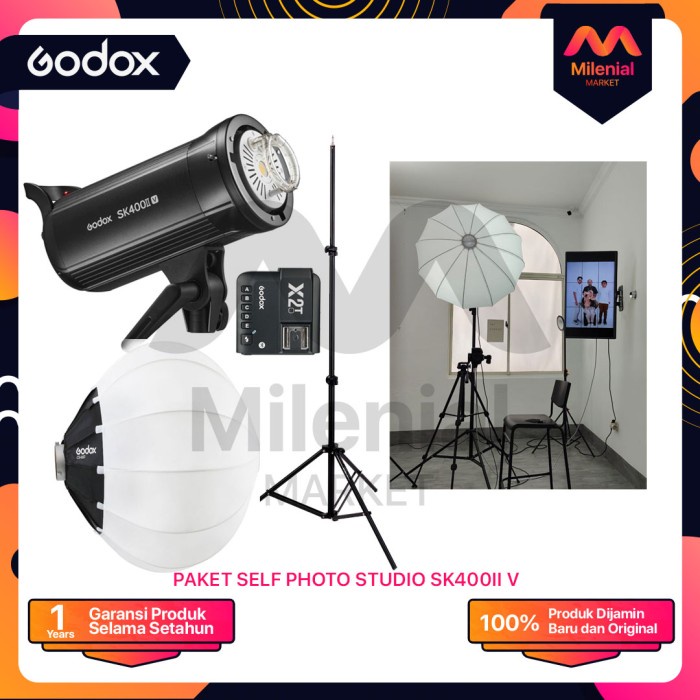 Paket Self Photo Studio With Lampu Studio Godox Sk400Iiv Sk400Ii V X2T Produk Unggulan