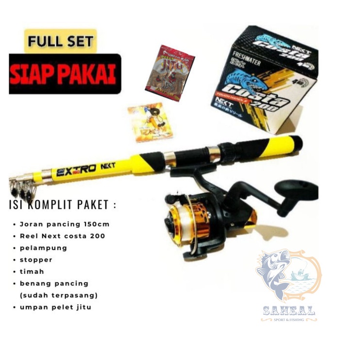 Ready 1 Set Alat Pancing Siap Pakai Bonus Umpan Pelet untuk Ikan Mas Lele