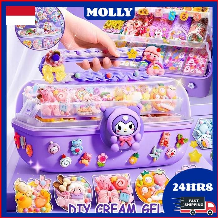 

New COD825Pcs DIY Gantungan Kunci Akrilik Set Mainan Cream Guka Set DIY Deco Lem Krim Stiker Krim