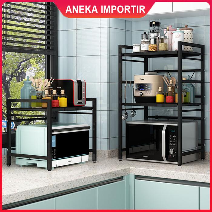 Rak Microwave Oven Tingkat Susun Meja Dapur Adjustable Serbaguna