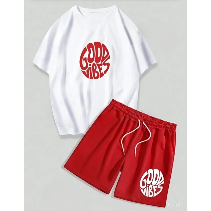 Setelan Pria 1 Set Celana Pendek Baju Setelan Kaos pria Korean Baju Distro Pria