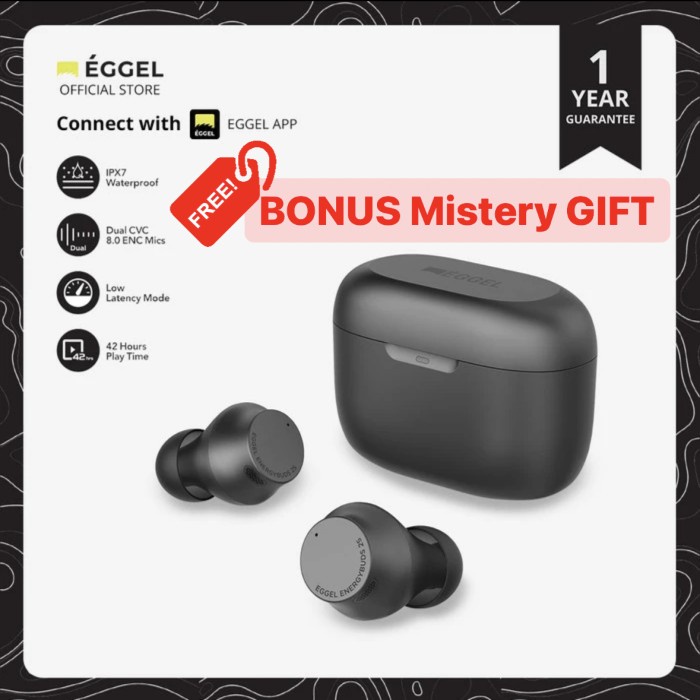 Eggel Energy Buds 2S Bluetooth Earphone IPX7 ENC Low Latency Gaming
