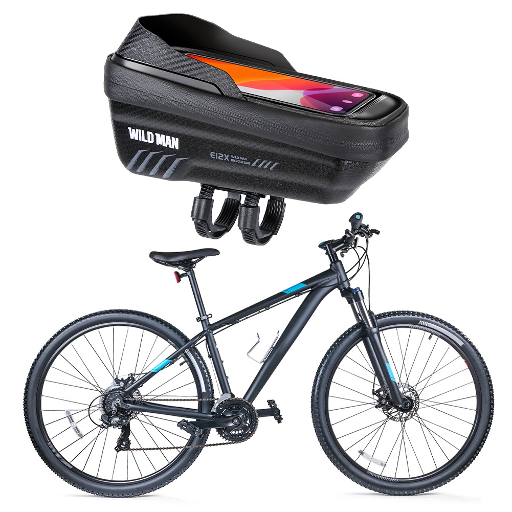 1L Bike Phone Handlebar Bag with Quick Release Sun Visor Bike Frame Bag Reflective Bicycle Front Fra