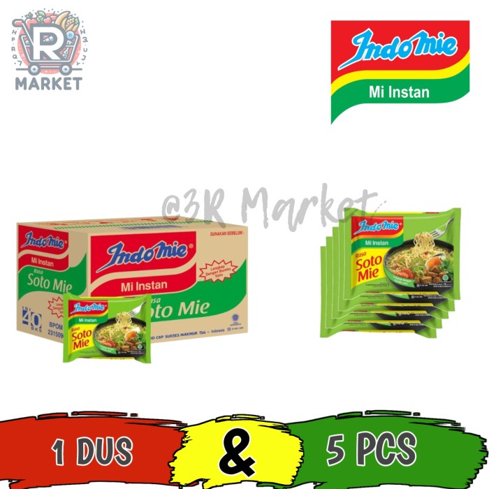 

Indomie Kuah Rasa Soto Mie 5 pcs / 1 Dus