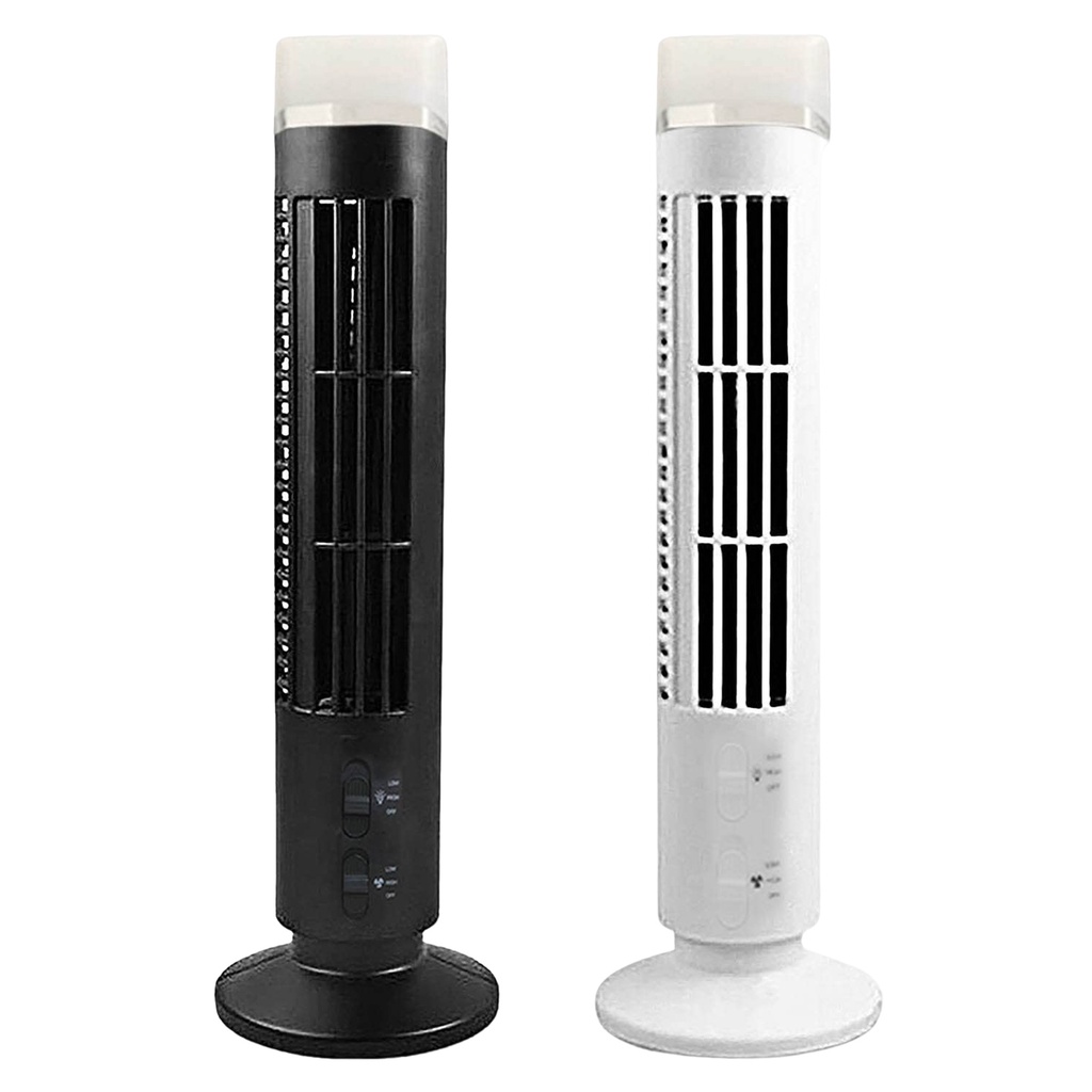 Vertical Cooling Tower Fan Bladeless Electric Tower Fan with Light USB Plug-in Or Battery Powered 2-