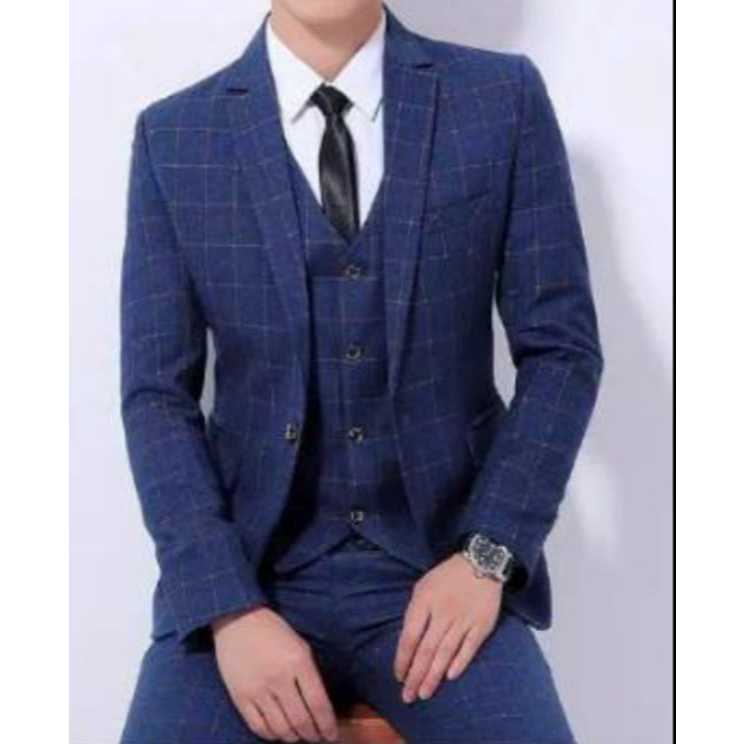 Jas Tartan Pria / Jas Pria Motif Kotak /Jas Style korea / Blazer kotak/Blezer Formal pria//SETELAN