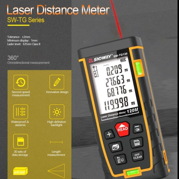 Goldenelectric Meteran Laser Digital Laser Meter Distance Rangefinder - 100 Meter