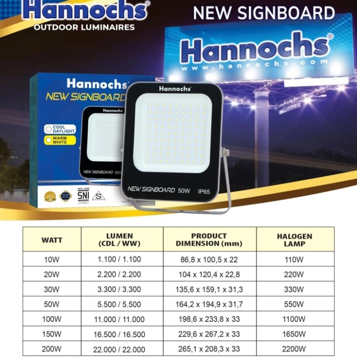 Hannochs Floodlight LED Signboard - Outdoor Luminaires Signboard - Lampu Sorot LED Signboard - 10w