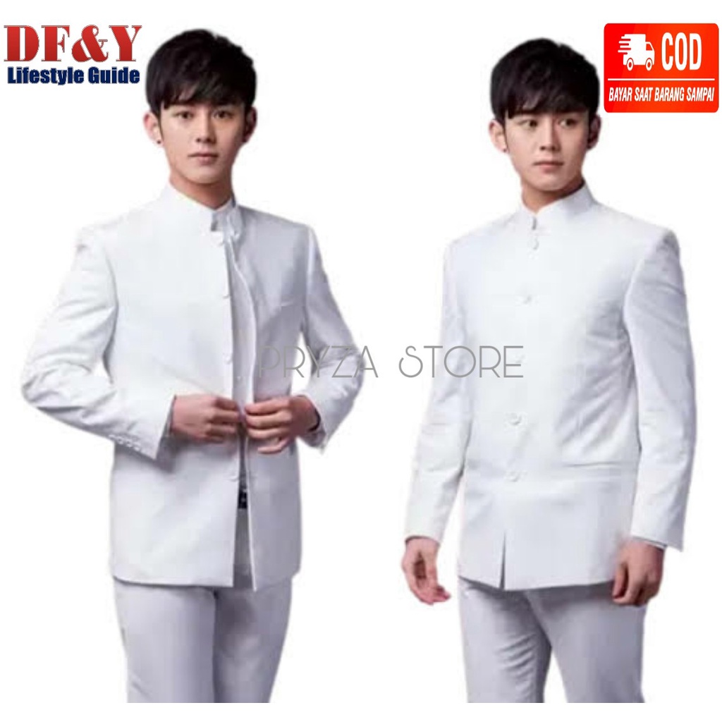 PRYZA Jas Blazer Pria Casual GAKURAN PUTIH Original DF&Y / Jas Blazer Kerja Kantor Formal / Jas
