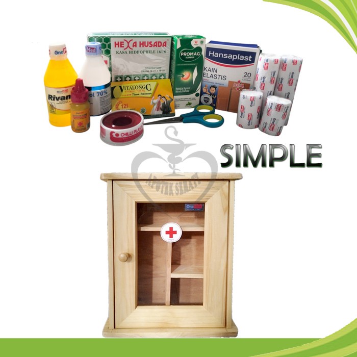 KOTAK P3K KAYU WARNA PUTIH LEMARI PENYIMPAN OBAT GANTUNG