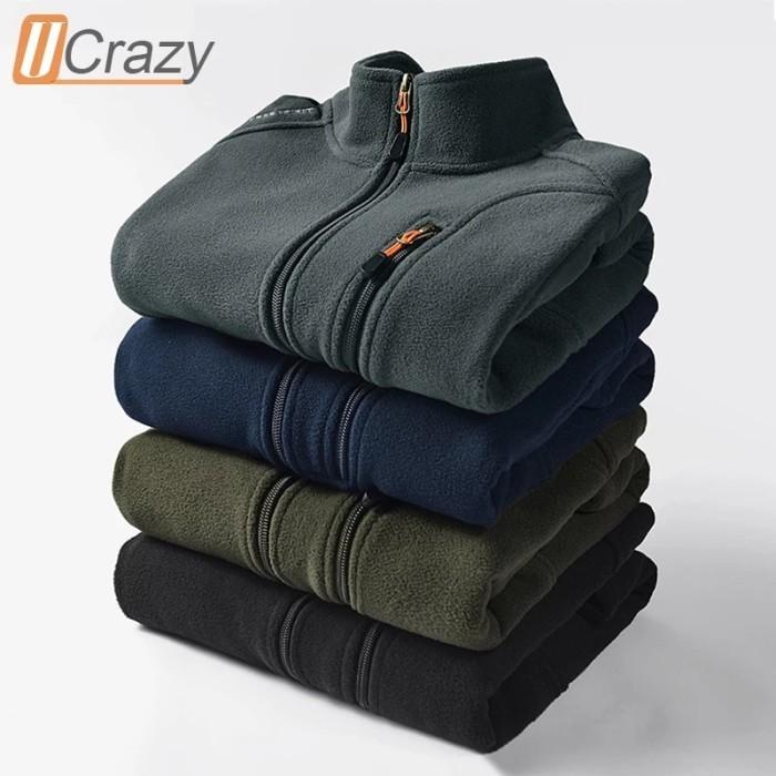 Jaket wol Pria bahan polar tebal polos Casual Semi Formal Keren -AmanahJaminan