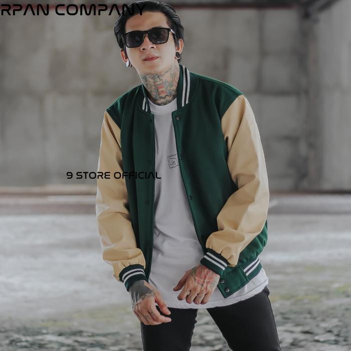Varsity Jacket Baseball Leather Pria / Jaket Baseball Basic Pria Original / Jaket Varsity Kulit Pria