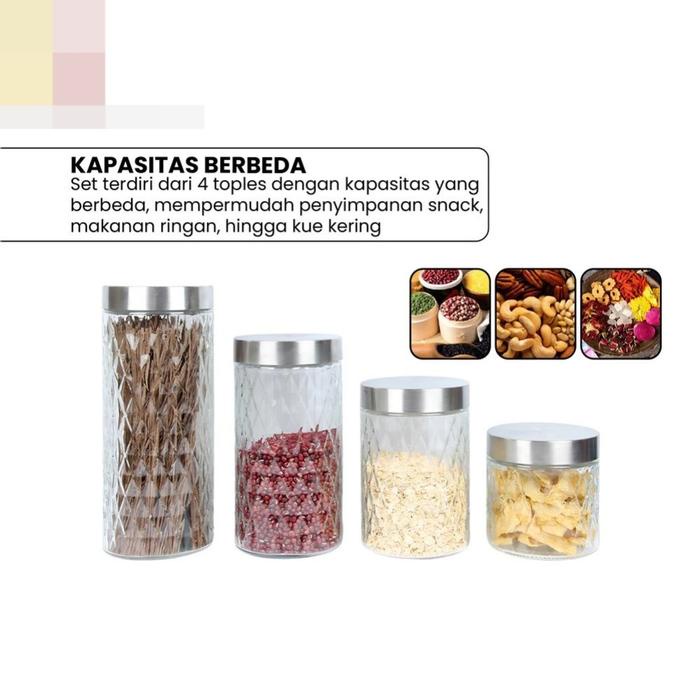 READY STOK TOPLES KACA SET 4IN1 C1210 SET TOPLES LEBARAN TUTUP STAINLESS MOTIF DIAMOND SERBAGUNA