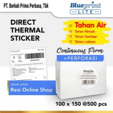 

Gilang_Store Direct Thermal Sticker Label Resi BLUEPRINT Lite 100x150 mm 500Pcs CF