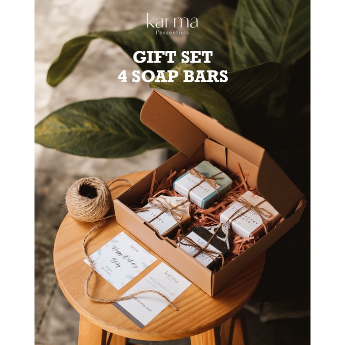 

Peno_Hay KARMA Custom Gift / Hamper / Kado Set Isi 4 - Natural Soap Bar - Sabun