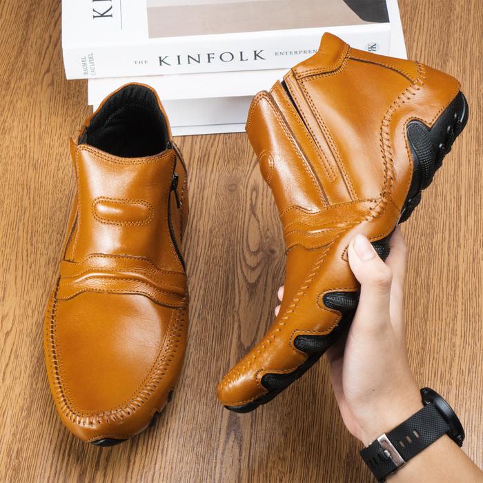 Dresto- Sepatu Shoes Boots Pria Kulit Asli Sepatu Boot Pria Zipper Boots Casual Semi Formal