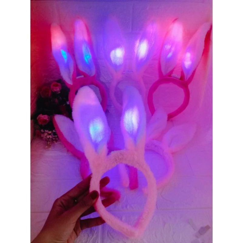 Bando Bunny LED ISI 6 Pcs Bando Kuping Kelinci LED setengah lusin