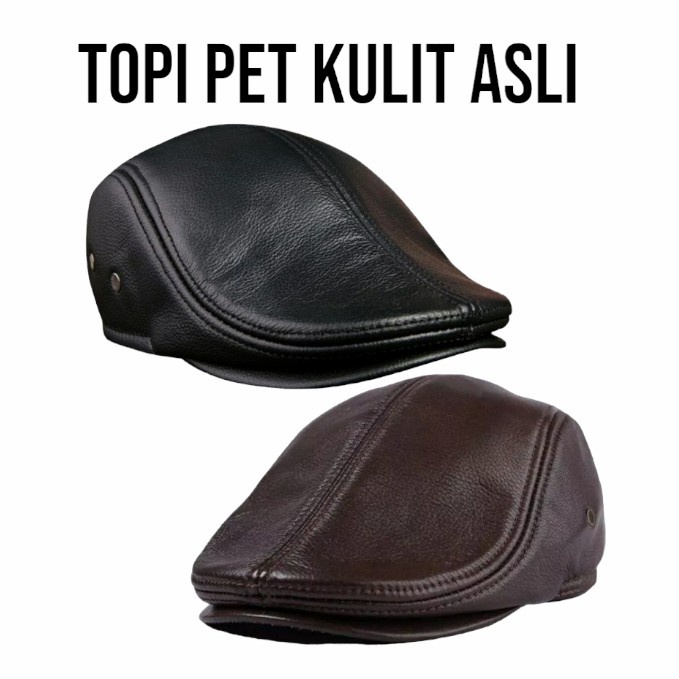 Cap- Topi Pet Pria Kulit Asli Garut - Topi Kulit Pria Model Pet