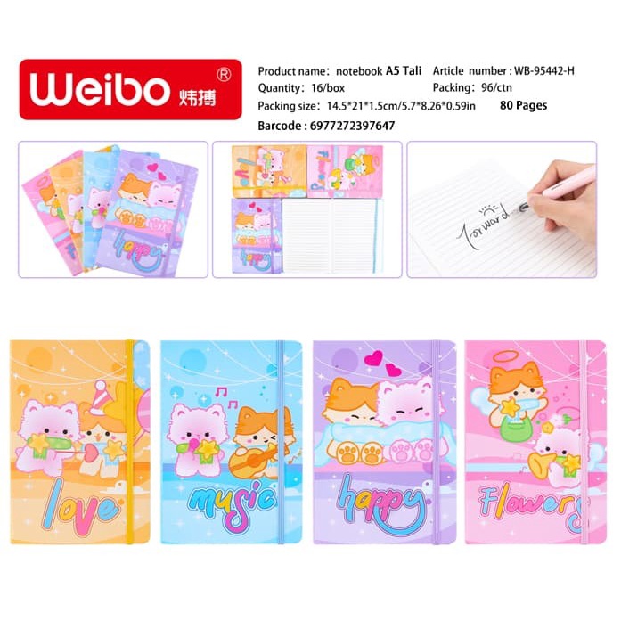 

populer] buku agenda karet weibo isi 80 lembar ( ada 9 macam variasi karakter) kertas garis ukuran