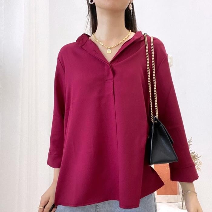 (Expert) B&F - LARAS High Neck Blouse Hijab Friendly Atasan Kantor Wanita 0306