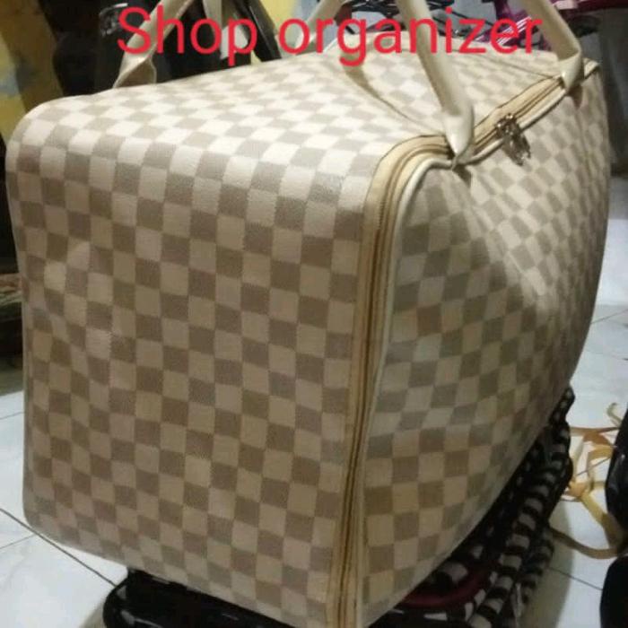 Travel Bag Jumbo Catur Cream Kanvas Pria Wanita Bisa Cod Tas Travel Jumbo Tas Besar Taslan