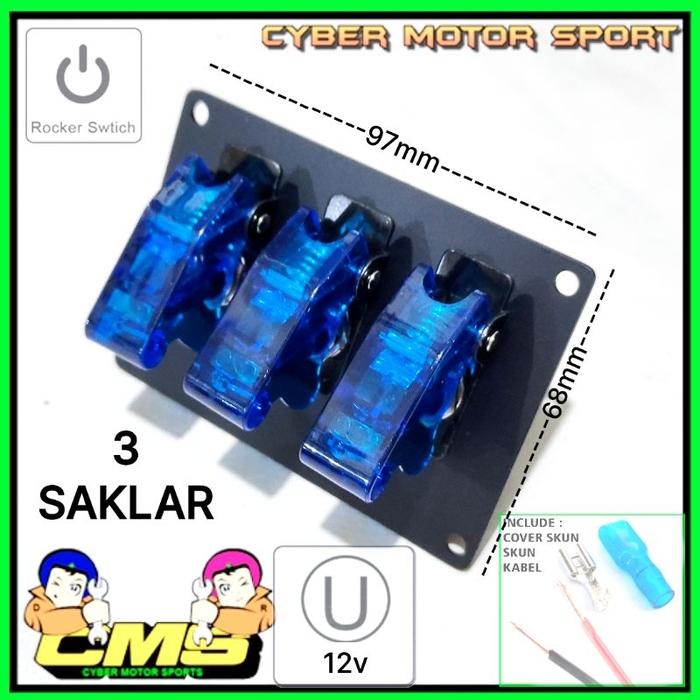 TOP SAKLAR 3IN1 UNTUK 3 LAMPU . SAKLAR LAMPU MOBIL 12V 24V . 3 SWITCH -