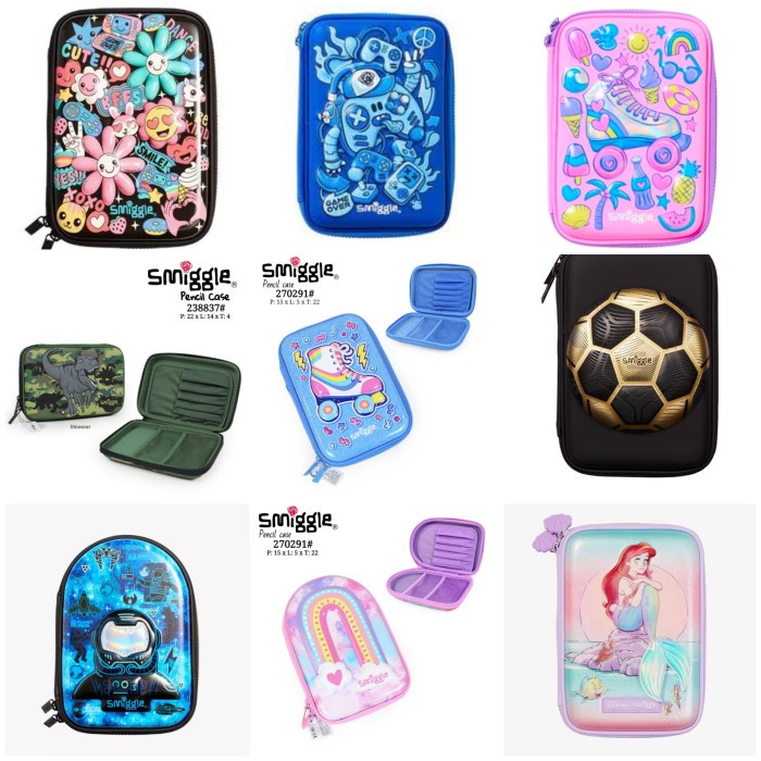 

Ready Smiggle Hard Top Pencil Case Bola, Ariel, Rainbow, Flower, Dino/ Kado