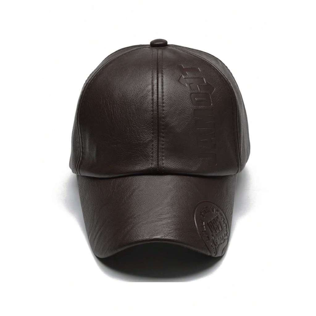 Kelas Tinggi Topi Bisbol LEAD THE WORLD Topi LOGO Topi Kulit PU Pria dan Wanita Olahraga Kasual Gaya