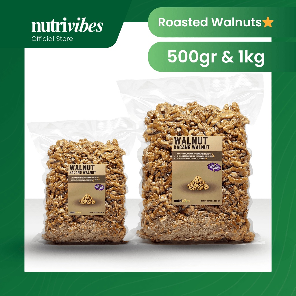 

Kacang Walnut Panggang / Roasted Walnut (Family Pack 500gr & 1kg) - Nutrivibes