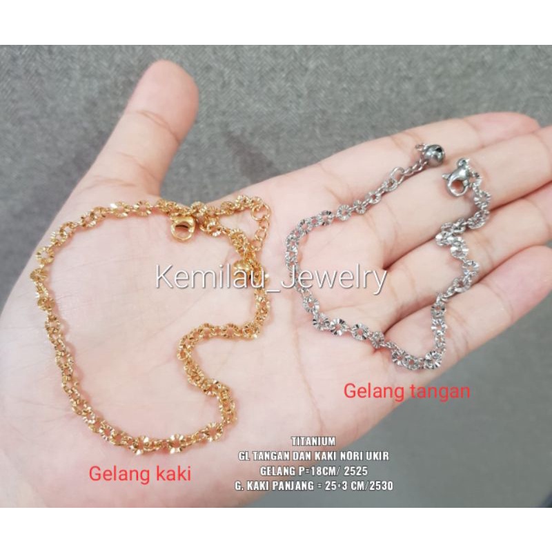 Gelang Nori Ukir Titanium Gelang Tangan Gelang Kaki Dw05