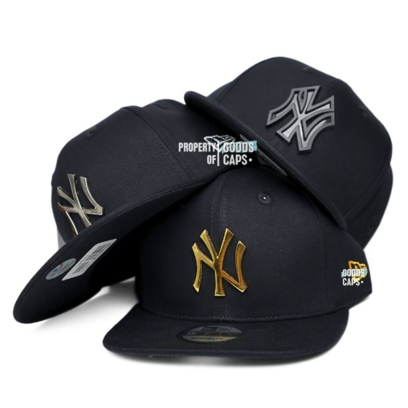 Topi Snapback NY Logo Besi Adjustable Metal Badge Dw05