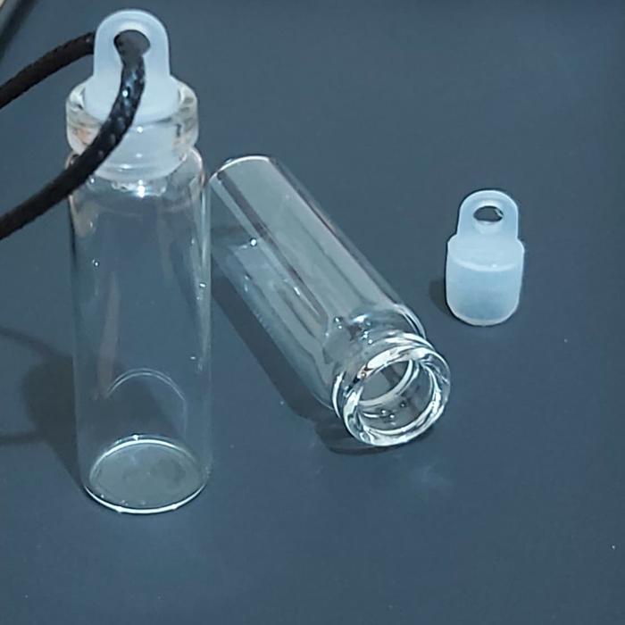 Kalung Botol Kaca tabung simpan obat simpan foto simpan jimat aksesori